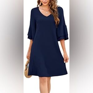 Gracyoga NWT XS Navy Blue Tiered Ruffle Sleeve Dress